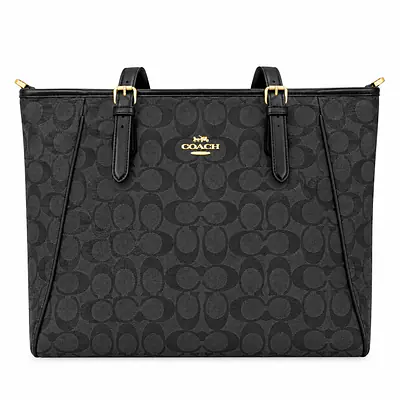 Coach Signature Canvas Tote Bag with Cherry Charm & Scarf Accent primary image