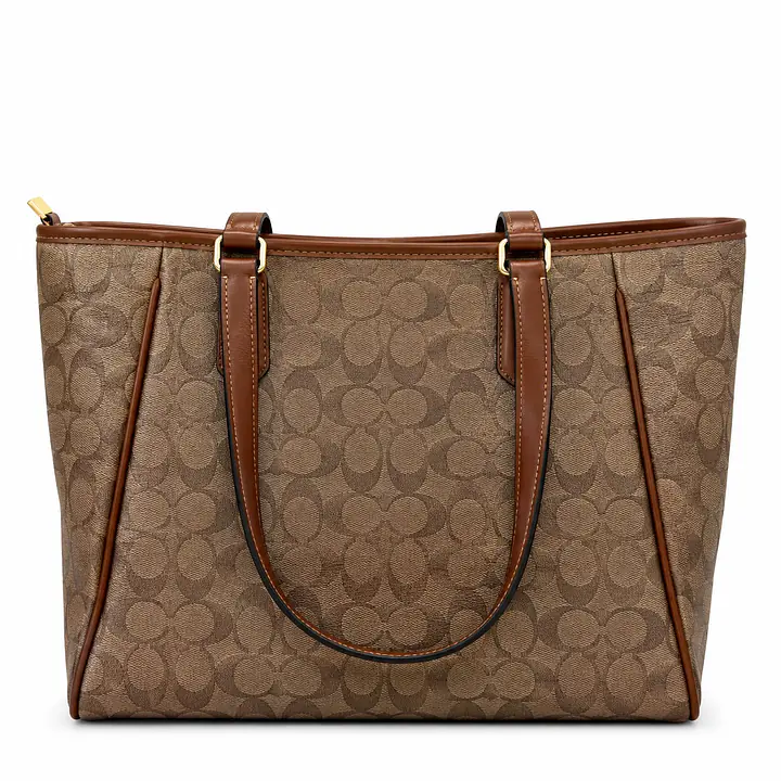 Coach Signature Canvas Tote Bag with Cherry Charm & Scarf Accent - Color: Classic Tan