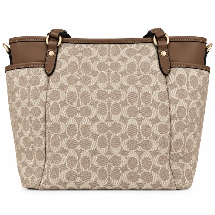 Coach Signature Canvas Structured Tote Bag with Leather Trim - Master