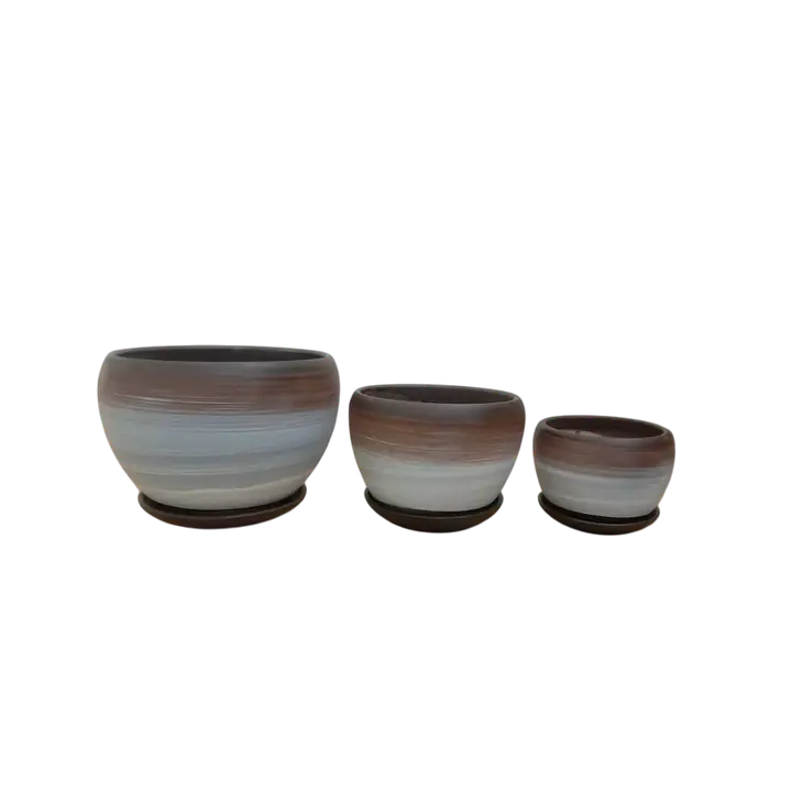 Glazed Ceramic Flower Pot Set of 3 - Master